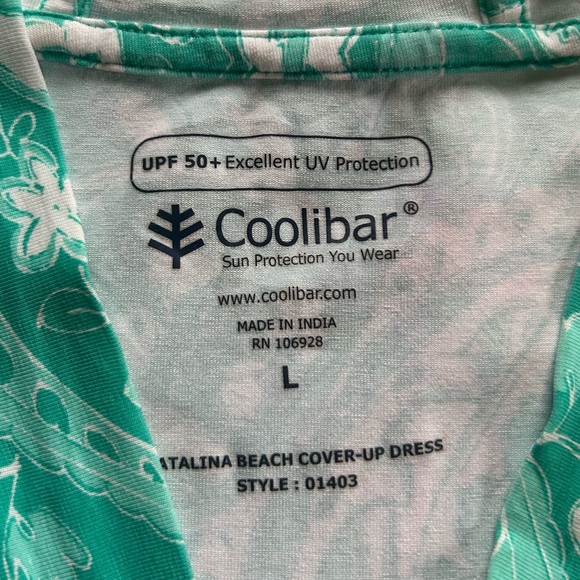 Coolibar UPF 50+ Catalina Beach Teal Green Paisley Hooded Cover-Up Dress Size L - Picture 10 of 12